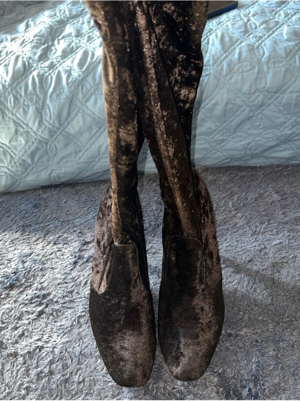 Women’s Velvet Over-the-Knee Stiletto Boots - Black